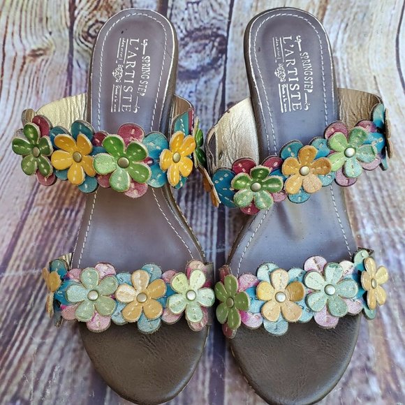 Colorful Floral Wedge Heels - Picture 2 of 9